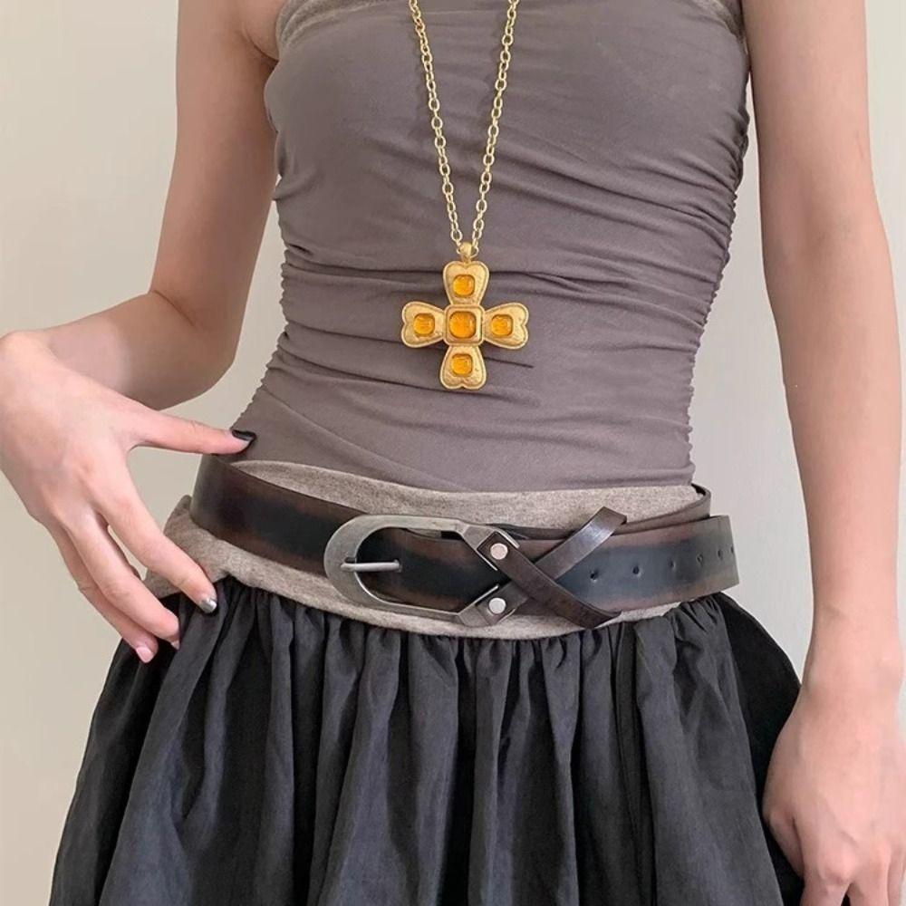 Vintage Cross Waist Belt Y2k Dress Jeans Belt Retro Women's Belt  Waist Accessories