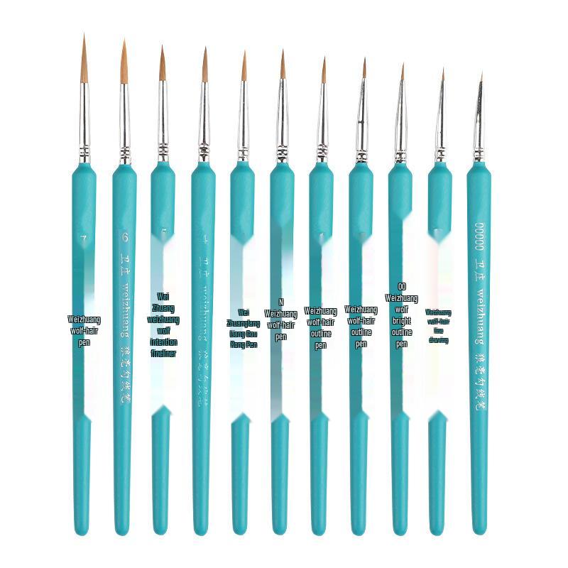 10-Piece Children's Paint Brush Set: Blue Handle Nylon Brushes for Acrylic, Watercolor, and Oil Painting