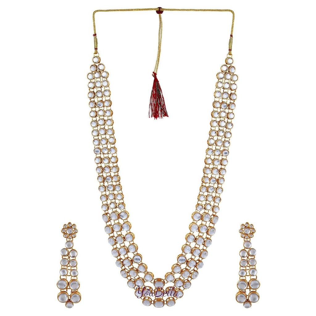Fashion Jewellery Gold Plated Kundan Traditional Necklace for Women Party Wear & Wedding Wear Jewellery Set