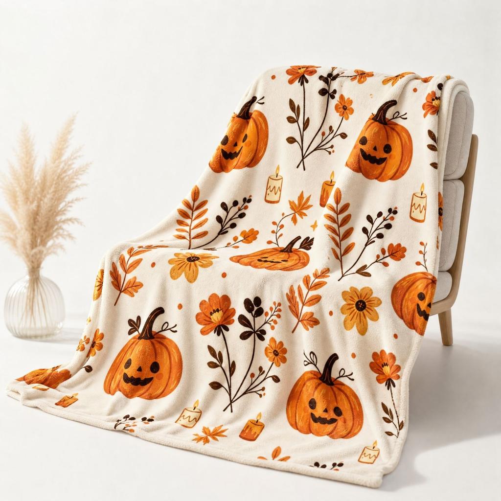 Halloween Flannel Blanket Cozy Throw for Couch and Bed