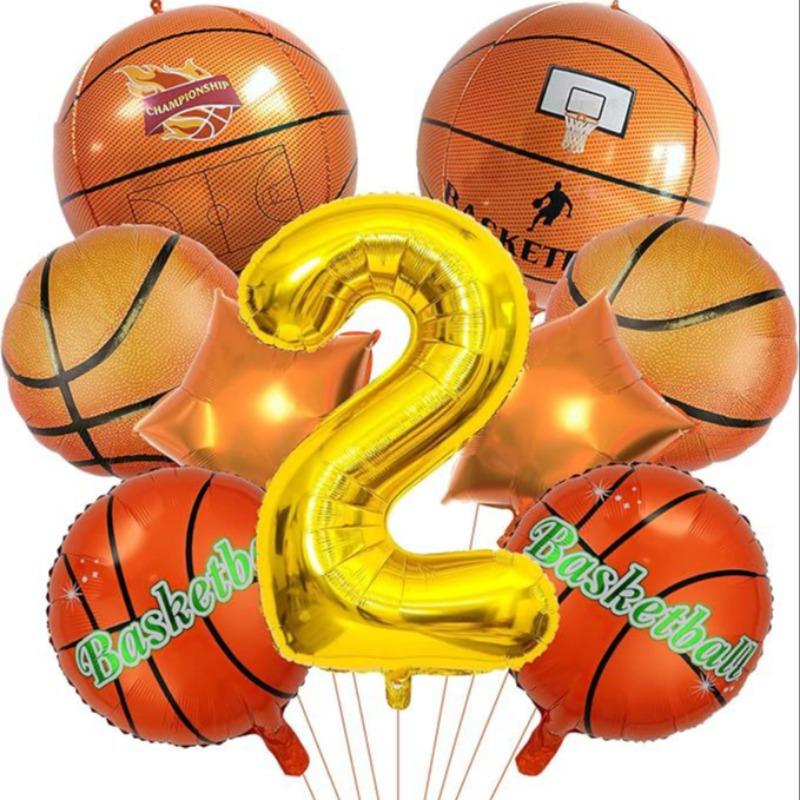 18-inch aluminum foil basketball-shaped balloons for boys' parties, ideal for decorating children's birthday parties