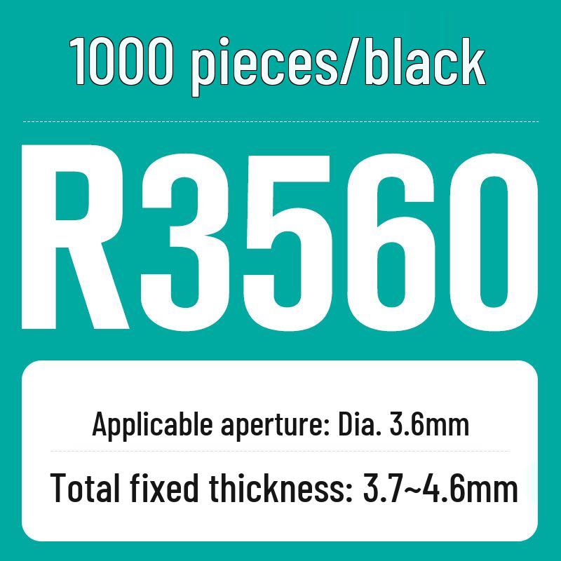 Nylon R-Type Snap-In Rivets & PC Fixing Buckles, Black & White, PA66 Plastic, R3.5
