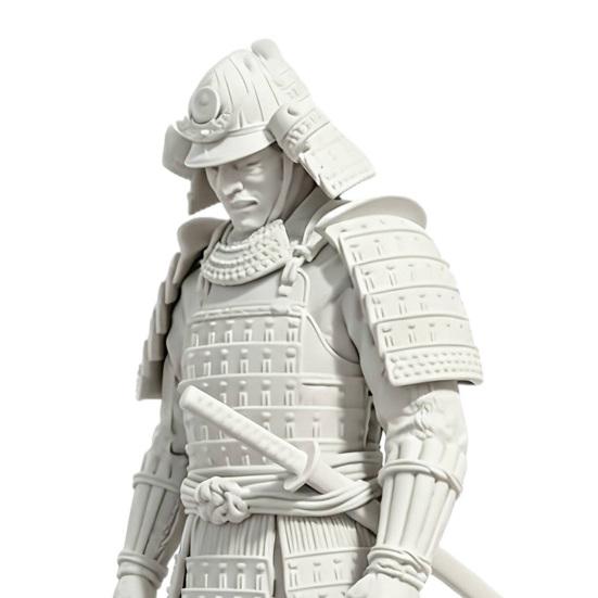 Japanese Samurai Statue, 3D Printed Warrior Figurine, Bushido Decor for Desk Shelf, Collectible Model for Home Office
