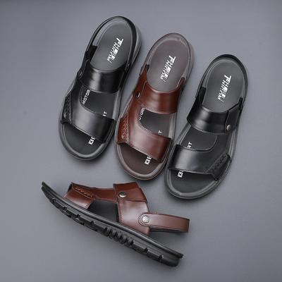 Yaz Erkek Moda Deri Sandaletler Büyük Beden Yumuşak Taban Rahat Günlük Sandaletler ve Terlikler Plaj Ayakkabıları