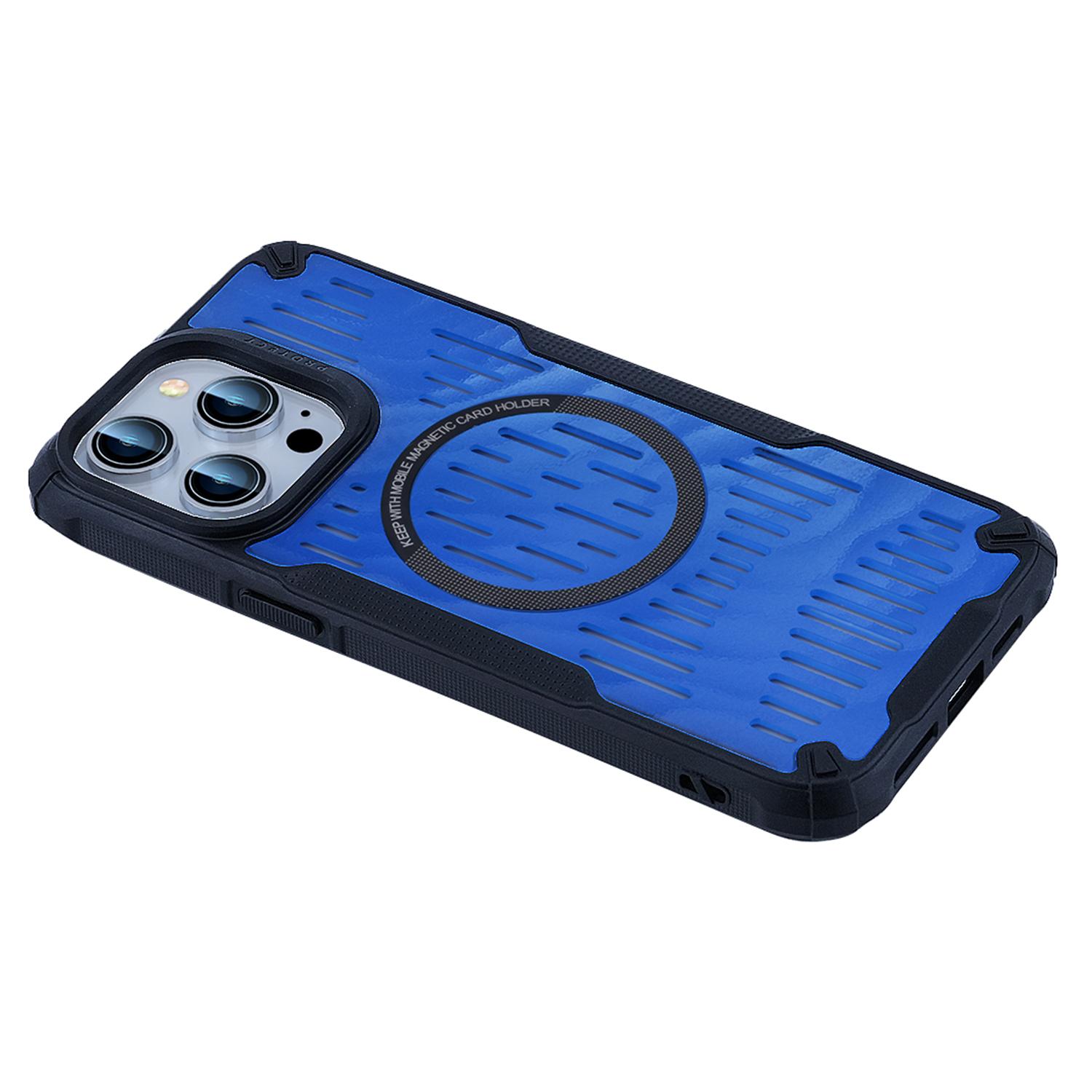 

For iPhone 15 Pro Case Heat Dissipation Hollow Magnetic Anti-Drop TPU+PC Phone Cover Compatible with Magsafe Baby Blue