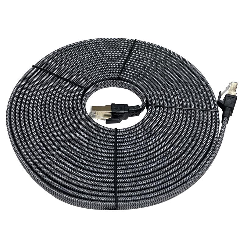 CAT8 Shielded Braided Flat Network Cable - 40Gbps, 2000MHz