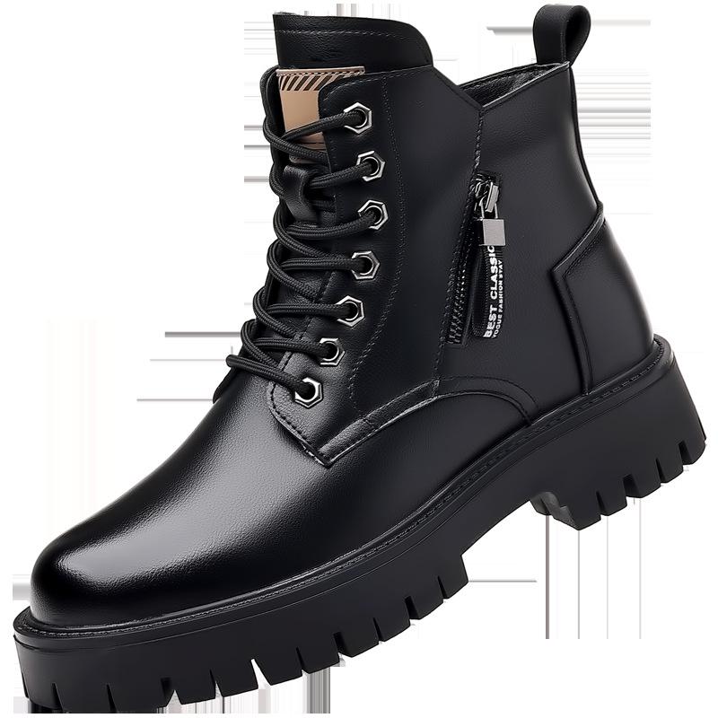New autumn winter trendy Shoes men's thick soles warm snow boots nonslip boots male outdoor casual shoe Fashion leather footwear