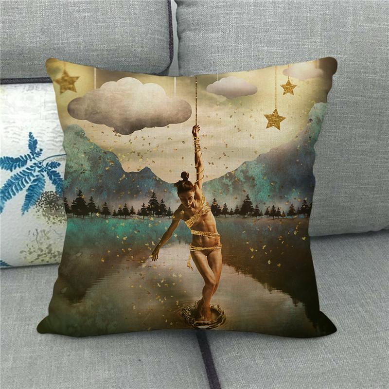 Creative Cartoon Illustration Star Map Digital Printing Short Plush Pillow Covers For Car Sofa Office Cushion Cover Home Goods