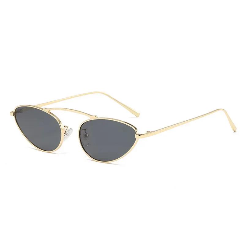 Fashion Luxury Cat Eye Sunglasses for Women Unique Small Oval Metal Frame Brand Design Eyewear UV400 Sunglasses Lentes De Sol