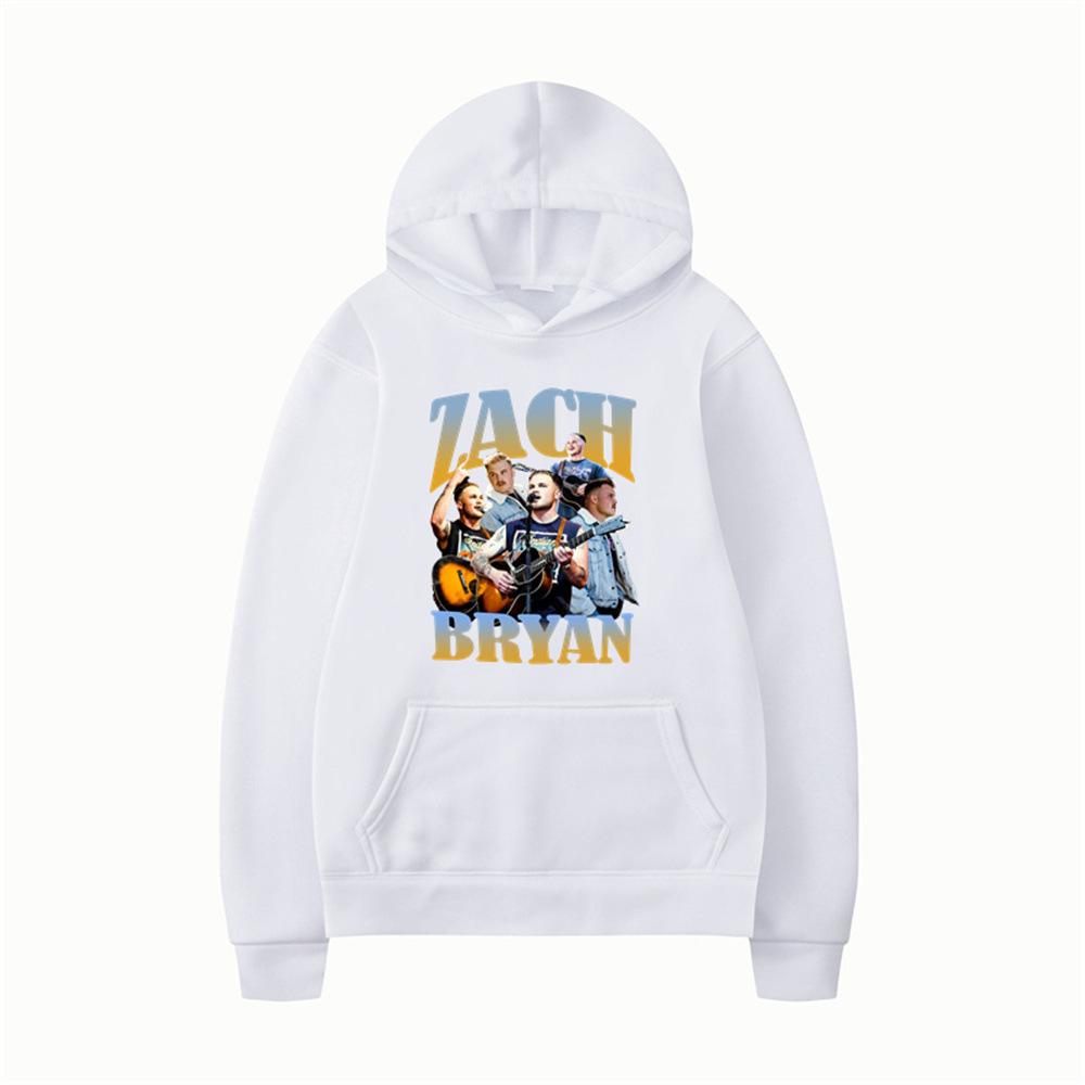 Zach Bryan Hoodie – Unisex Black Fleece Lined Sweatshirt, Text & Vintage Guitar Collage Print, Country Music Fan Streetwear Pullover