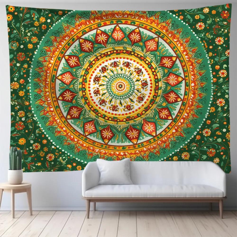 VIKAMA Nordic Mandala Tapestry Large Bohemian Wall Hanging Psychedelic Hippie Home Decor Art Backdrop Cloth