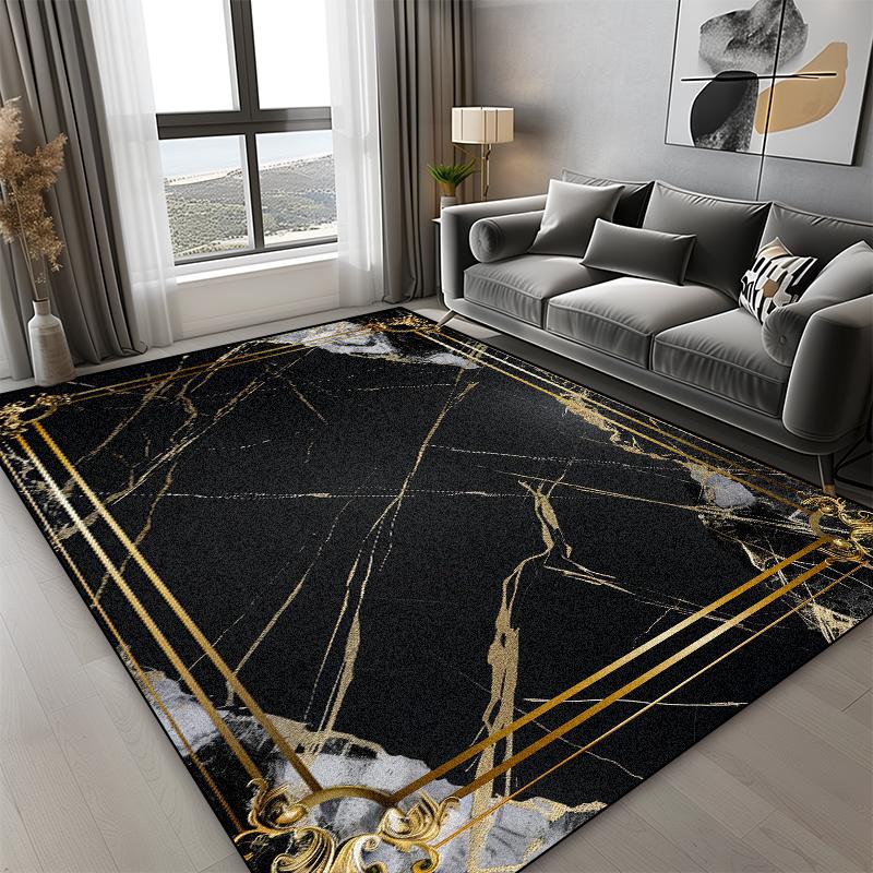 Boho Style Luxury Black Gold Carpets Living Room Bedroom Decoration High-grade Sofa Large Rugs Lounge Coffee Tables Mats Flannel