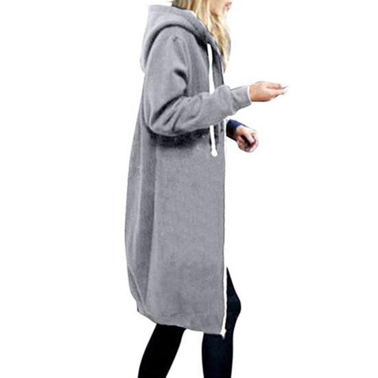 Women Long Sleeve Solid Color Coat Thick S Drawstring Long Lady Jacket Women Clothes