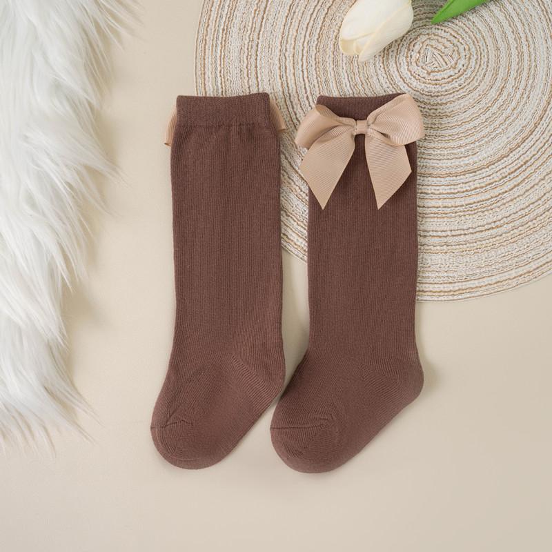 Șosete pentru bebeluși și copii mici de marcă nouă, toamnă iarnă, șosete lungi până la genunchi pentru copii fete, bumbac cu fundă mare, stil spaniol, șosete de podea pentru copii