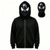 Kids Halloween Graphic Print Zip-Up Hoodie for Casual Everyday Wear and Party