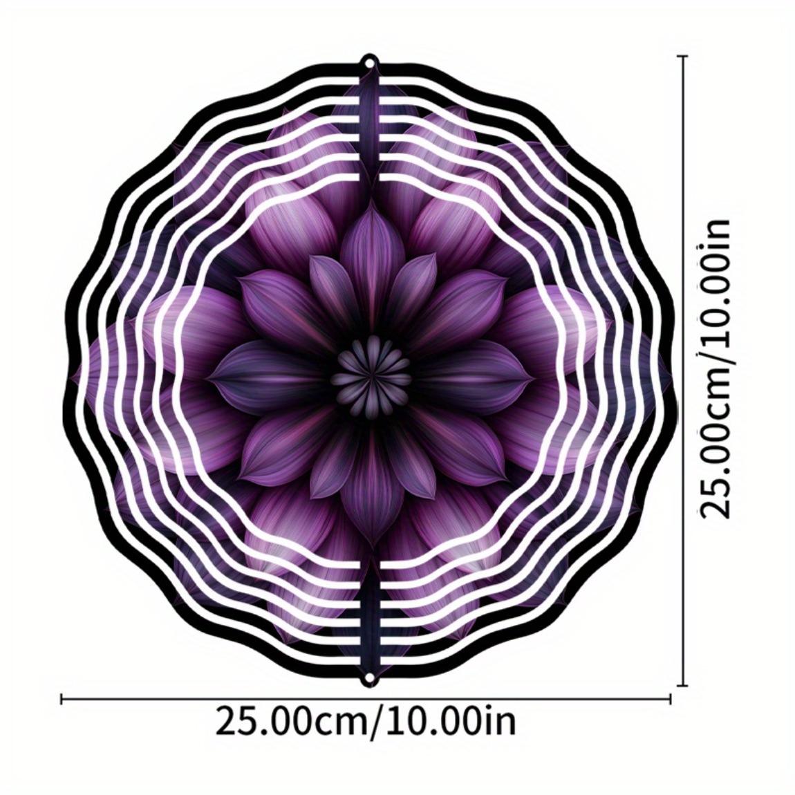 

10-дюймовый фиолетово-черный металлический колокольчик с вращающимся на 360 градусов крючком, подвесной декор с цветочным рисунком для сада, патио, балкона, всесезонный подарок 01A