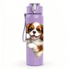 1PC Cute Puppy Dog 750ml Color Plastic Sports Water Bottle Leakproof Flip Straw Lid Suitable for Sports Office Home Use