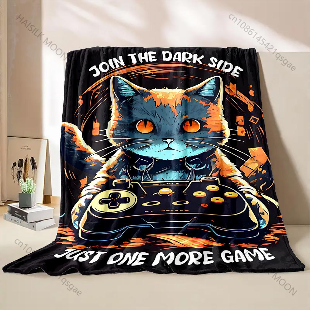 

Multiple sizes Cat holding game controller Print Blanket Warm Soft for Children Adults Luxury Gifts Home Sofa Travel Camping 75x90cm