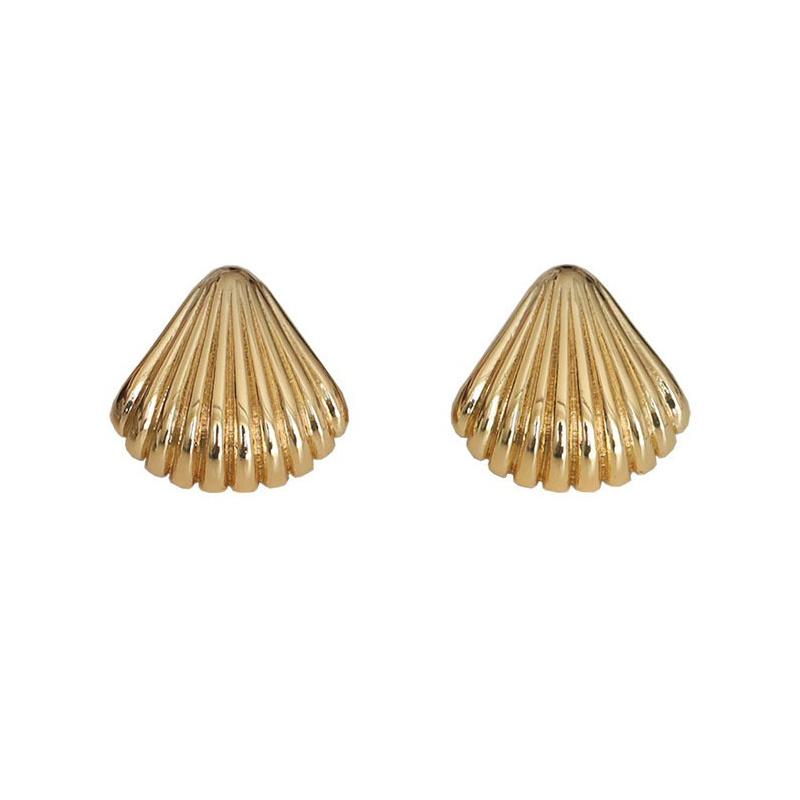 PONYKISS Silver Shell Stud Earrings for Women Geometric Fine Minimalist Accessories