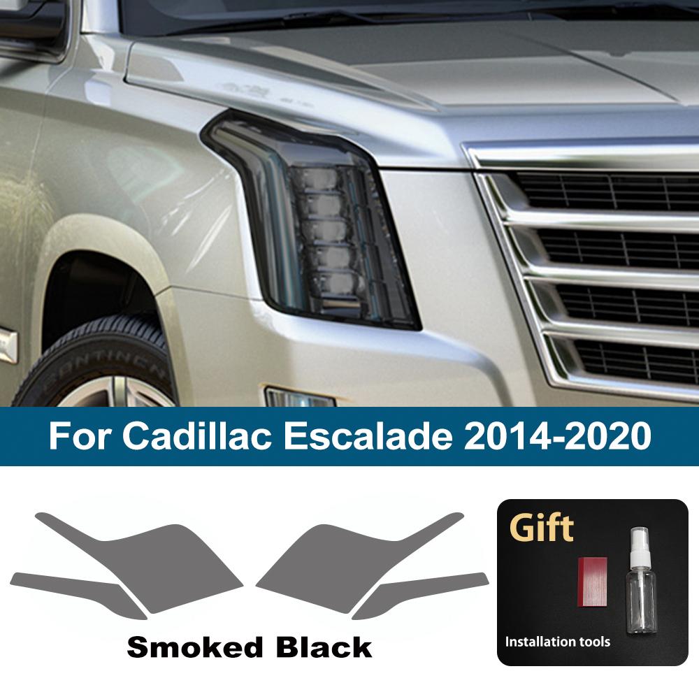High-Gloss Smoke Black TPU Headlight Protective Film for Cadillac Escalade /IQ Pre-Cut PPF Anti-Scratch Vinyl Wrapping Kit
