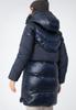 Wittchen Women's Down Coat In Combination Materials With Hood, Navy Blue, Navy Blue Nylon