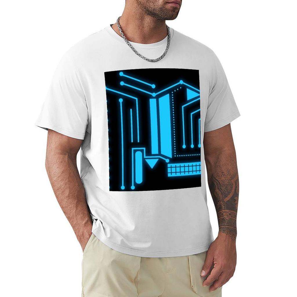 Tron Inspired Cyan Glow Tshirt Basic Solid Tee For Daily Use