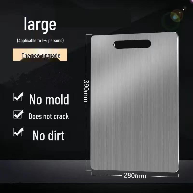 Double-Sided Stainless Steel Anti-Mold Cutting Board for Kitchen and Fruit Chopping.