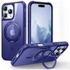 For iPhone 16 Pro Max Case Compatible with MagSafe Rotatable Ring Kickstand TPU+PC Phone Cover