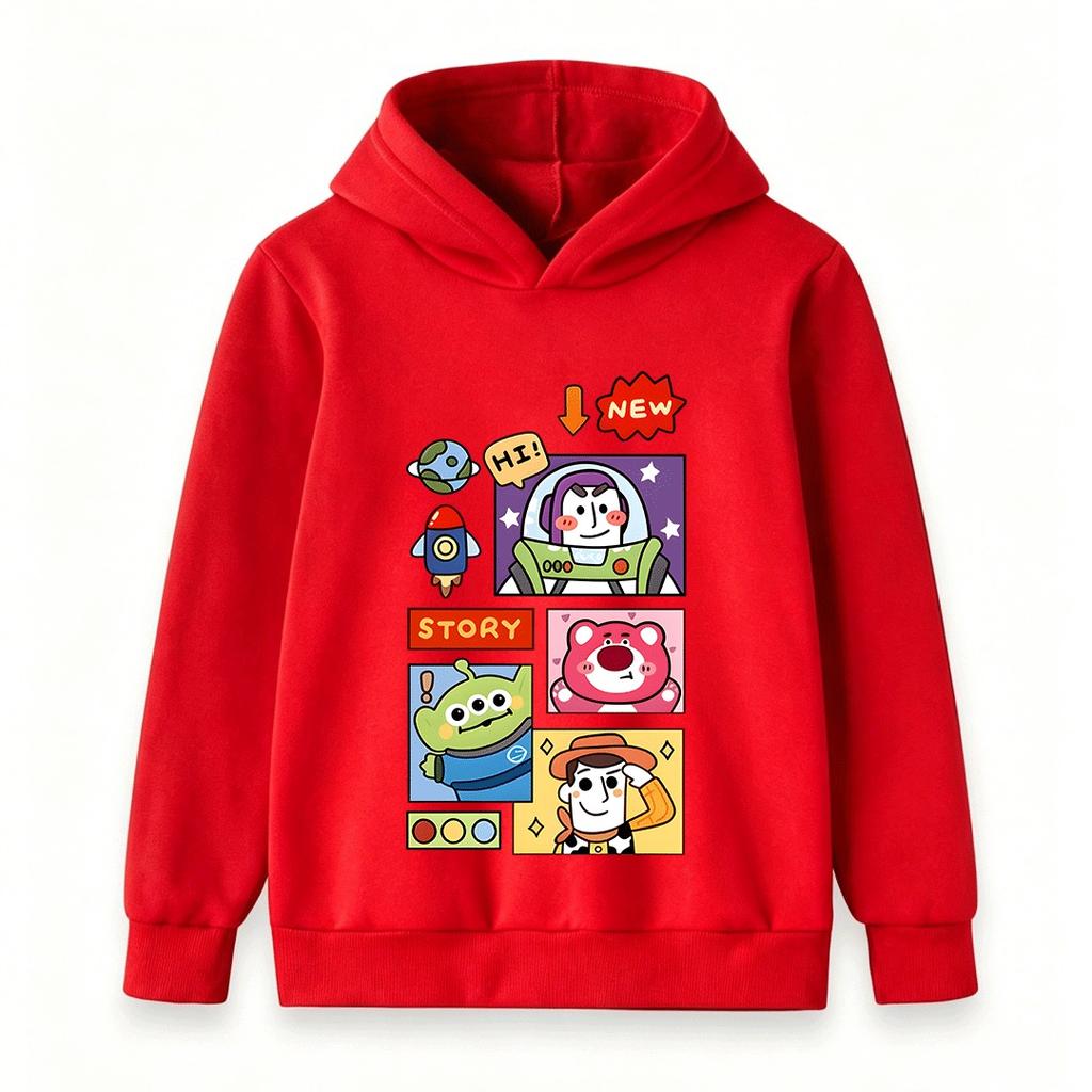 Kids Boys Girls Hoodie Cartoon Space Alien Bear Print Pullover Sweatshirt Casual Long Sleeve Top for Toddler Children