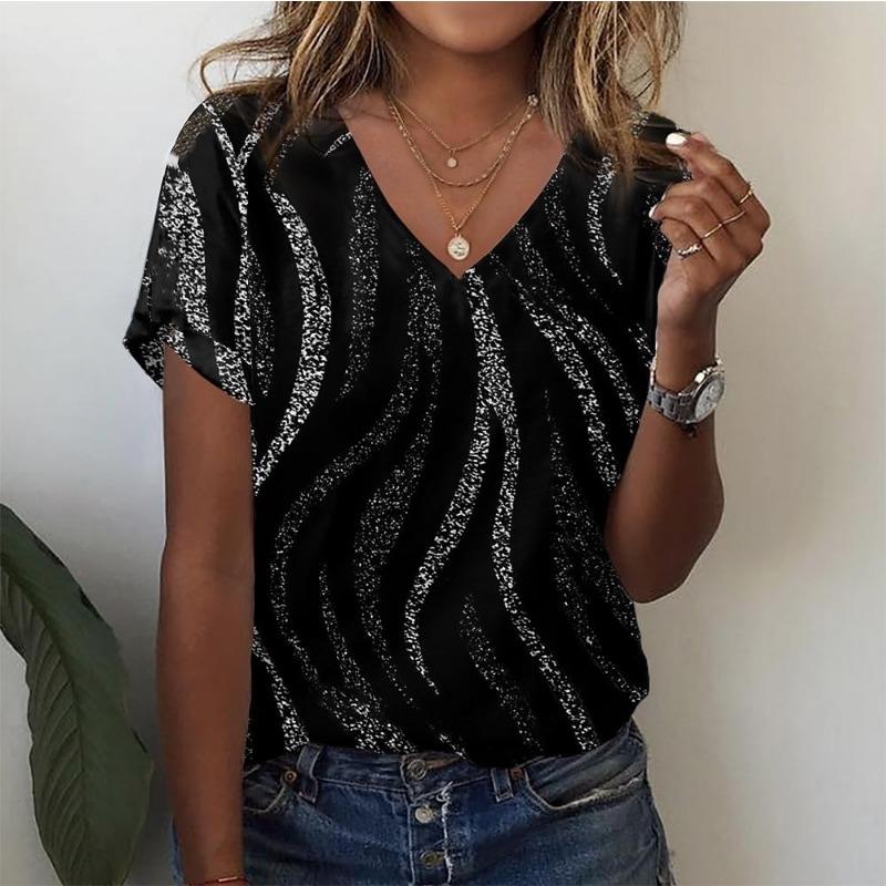 

Красивая женская футболка с V-образным вырезом, напечатанная футболка для женщин, летняя футболка с коротким рукавом, модная повседневная женская одежда, новые пуловеры, топы XL