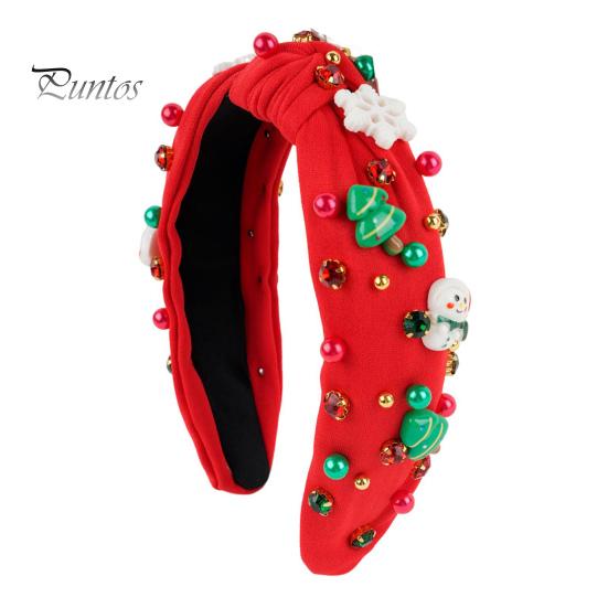 Vánoční čelenka Dámská čelenka s mini kamínky na vánoční stromeček Lehká slavnostní čelenka do vlasů pro večírky