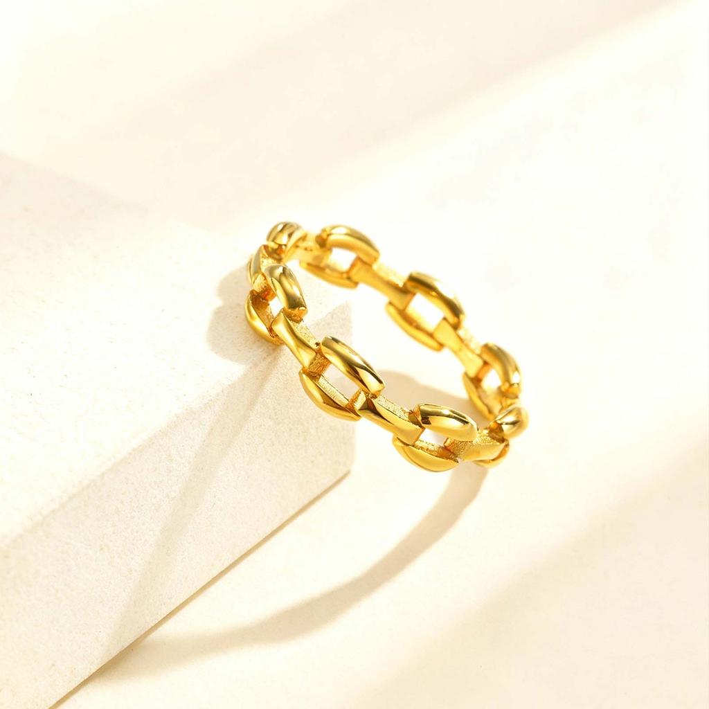 Simple Strap Chain Ring for Women,Gold Color Minimalist Stainless Steel Watch Rings,Fine Jewelry Gift