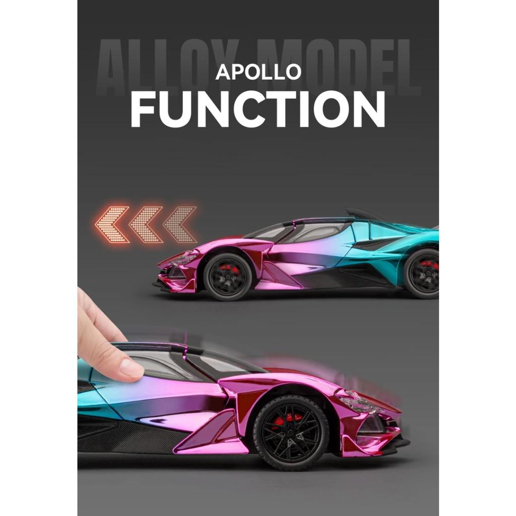 Modellino Auto Sportiva Apollo Project EVO in Lega Cromata Scala 1/24 Metallo Pressocolato Giocattoli di Tendenza per la Casa Ornamenti Regali di Compleanno per Amico