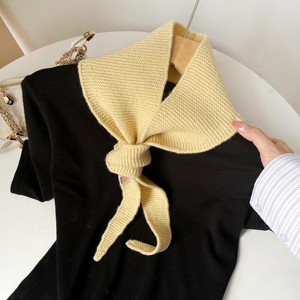 Korean Style Shawl Niche Design  Wool Scarf Female Atmosphere Versatile Scarf Lazy French Neck Scarf Tide Streetwear Scarves