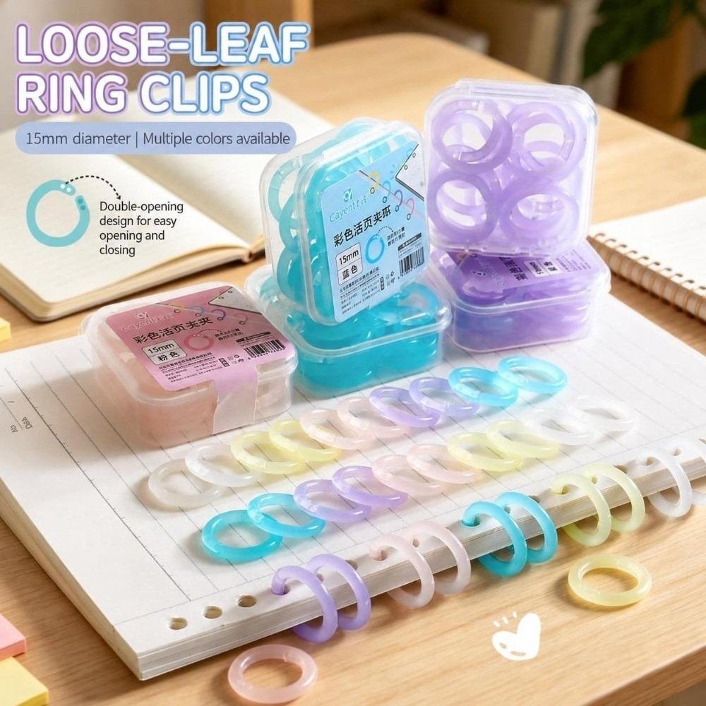 20Pcs Plastic Loose Leaf Rings 15mm Notebook Binding Rings Binding Stationery
