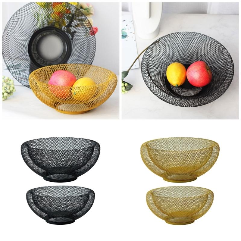 2 Pieces Nordic Styles Sturdy Metal Wire Storage Fruit Basket Set for Kitchen Supplies and Living Room Organization