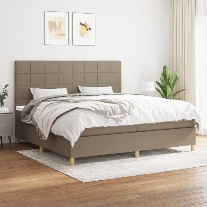 3142365 vidaXL Divan Bed with Mattress Taupe 200x200 Cm Fabric