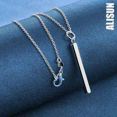 925 Sterling Silver 18 Inch Straight Column Pendant Necklace Fashionable Wedding Jewelry