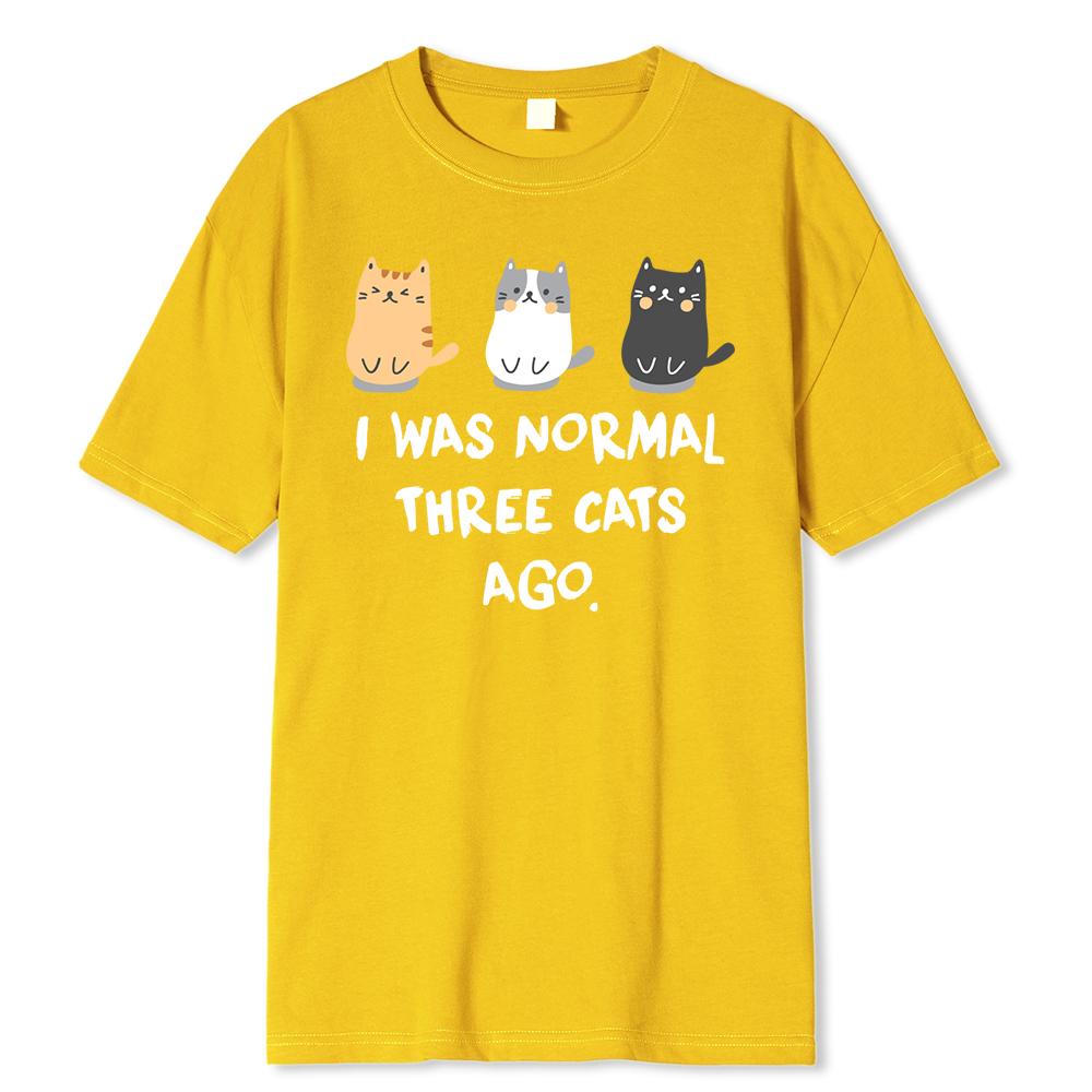 

Я был нормальным Три кота назад принты Мужская футболка Повседневные футболки Harajuku Футболка большого размера Свободная дышащая футболка Одежда 3XL