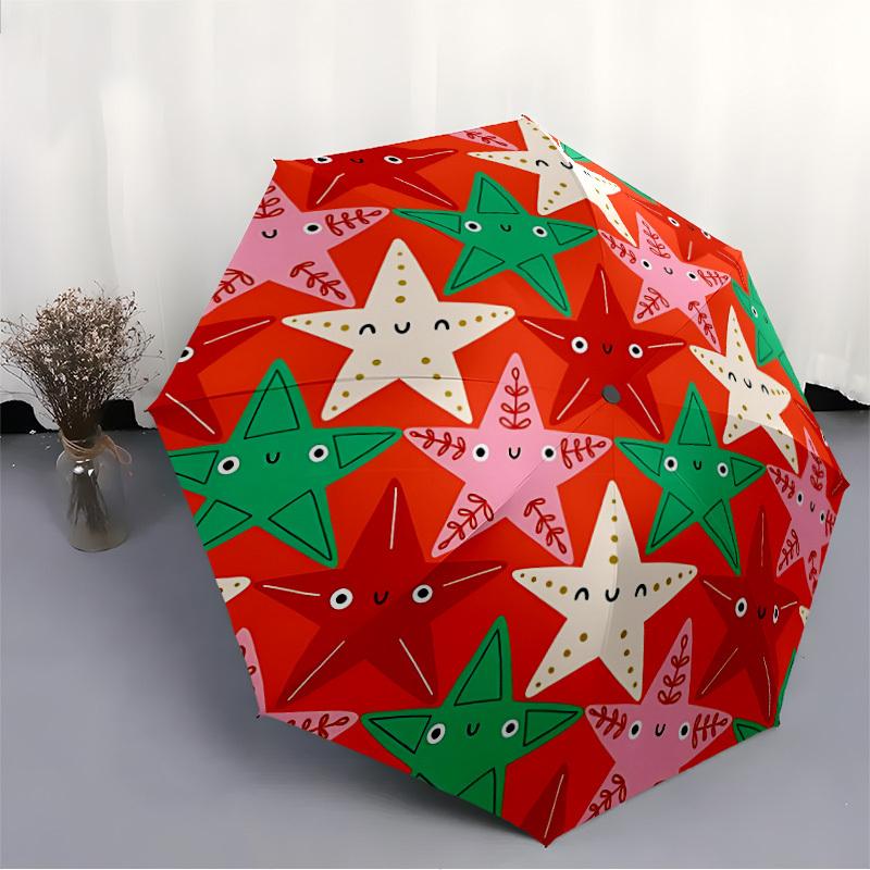 1pc Star Pattern Automatic Folding Umbrella - 8-Rib Automatic Open/Close, Large Canopy Birthday Festival Gift yy251217149