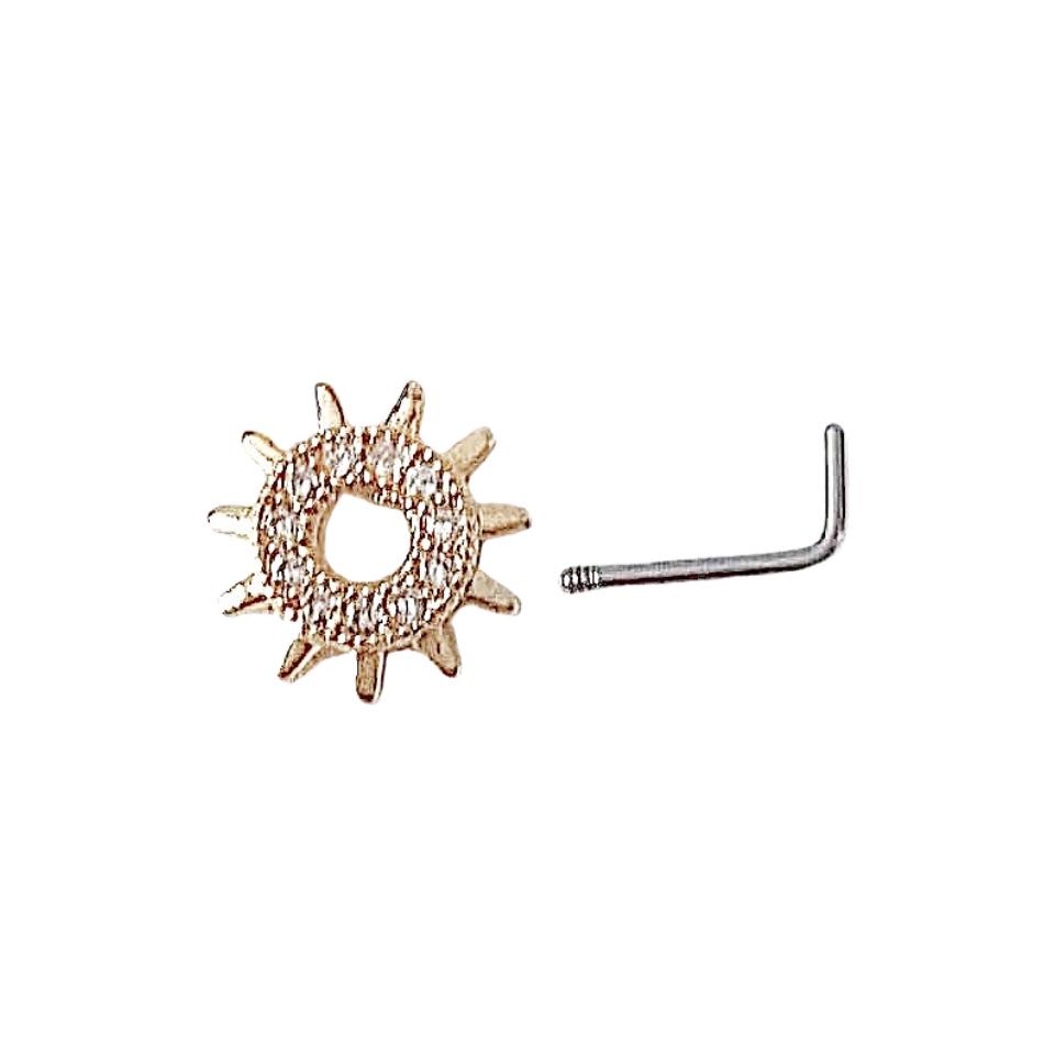 High-End Copper Moon & Flower Nose Ring - Women's Fresh Sweet Style