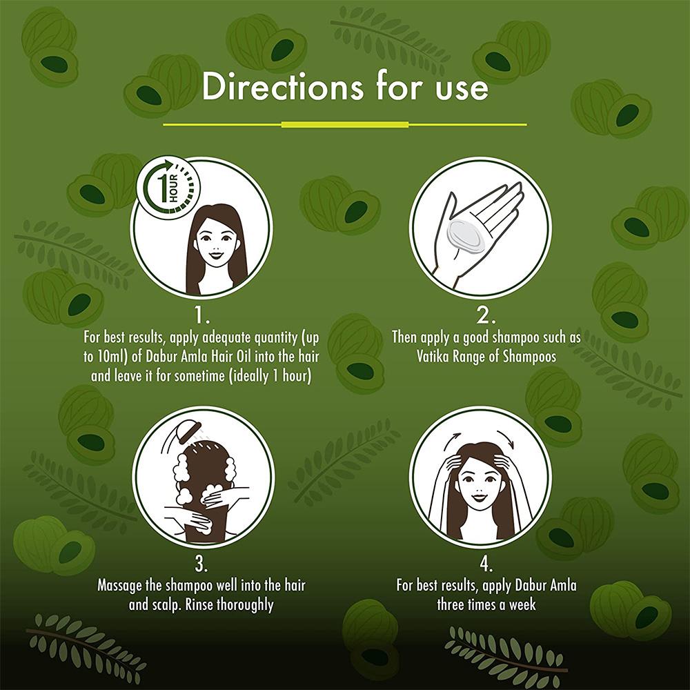 Pour cheveux longs, forts et foncés - 200 ml + pompe. Huile capillaire Dabur Amla facile à utiliser avec pompe | Enrichie en amla, huiles naturelles et vitamine C.