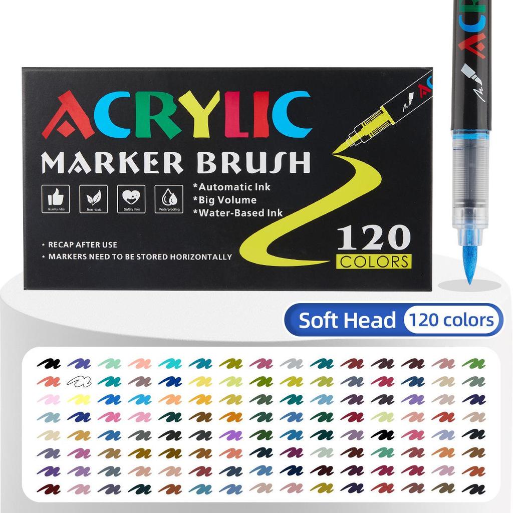 Waschbare Acrylmarker mit weicher Spitze – DIY-Glasvase & Aquarellstifte