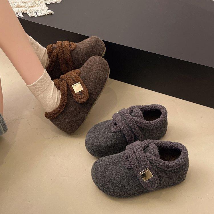 Retro cold-proof Birkenstock wool shoes winter new thick-soled warm cotton shoes
