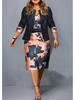Completo due pezzi taglie forti da donna: Top a Maniche Corte e Gonna Avvolgente sui Fianchi