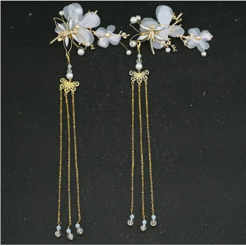 Chinese Tassel Hairpin Women Fashion Elegant Classical Style Dragonfly Traditional HANFU Headwear Accessories for Women Gifts