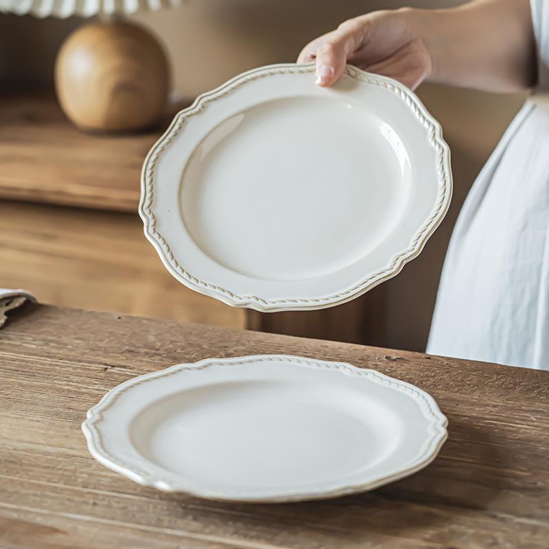 Premium Court Style Ceramic Plate Steak Plate Household Versatile Dish Breakfast Plate Pasta Plate