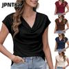 JPNTKY Bluze și Cămăși Casual de Modă pentru Femei, Culoare Uni, Imprimeu, Mânecă Scurtă, Decolteu în V