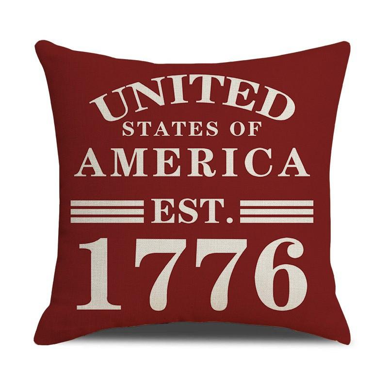 

New Style of Red and Blue Striped Linen Printed Pillowcase for Home Use 45 * 45 without core