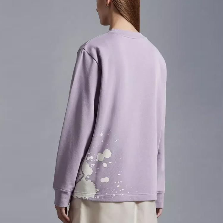Moncler SS23 Round Neck Distressed Long Sleeve Sweatshirt Women sweatshirt Purple I10938G00025899TR61A